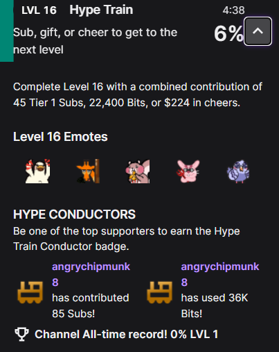 zachbussey's tweet photo. It appears that Twitch has uncapped Hype Train levels. They can now seemingly get to ANY level.

There's also a new 'All Time Record' section. 

#TwitchNews https://t.co/ikXTUSSiFa