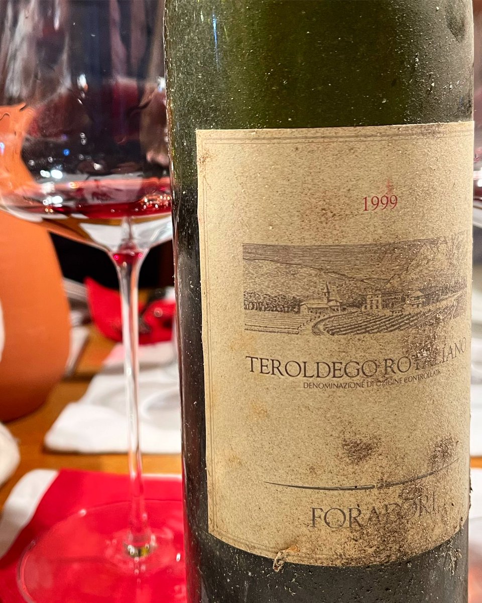 ChildrenofGrape's tweet photo. Lovely day visiting #Foradori and look what came out of the #cellar. A #1999 #teroldegorotaliano #beautiful aromas and flavors on this wine. A true honor to experience this wine. #italy #italianwine #wine https://t.co/PP1IvWiD2n