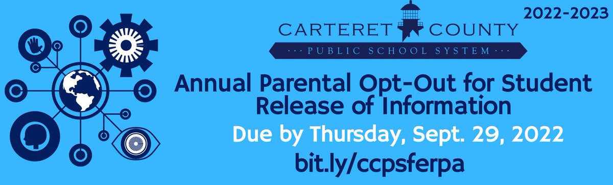 We are updating the Student Release of Information fields in our student database.  Please let us know your preference, by going to bit.ly/ccpsferpa and completing the form.  The form is available in English &amp; Spanish.  Entries are due by Thurs., Sept. 29th.