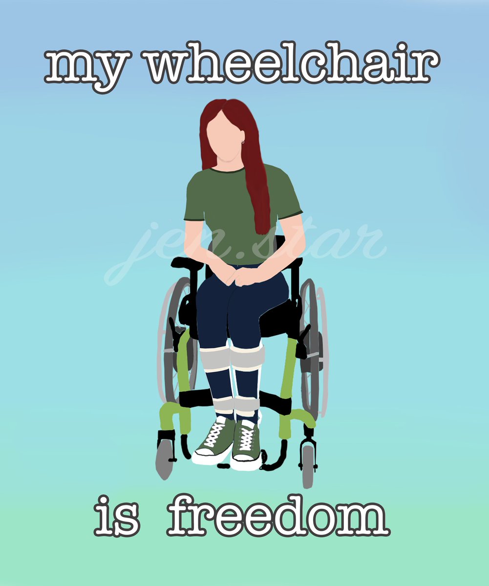 its_jen_star's tweet photo. something I had to learn over time: wheelchairs are important, incredibly useful access tools, not burdens!! (inaccessibility is the burden.) https://t.co/p7dAYgX0td