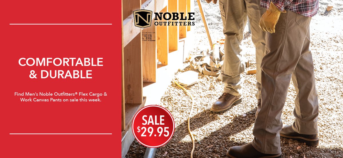 During #Runnings 🍁 Fall Sale, get 👖 Men's #NobleOutfitters Flex Cargo or Work Canvas Pants for $29.95; Men's FullFlexx HammerDrill Canvas Pants are $34.95. Sale valid thru Sunday at your local store and Runnings.com - b.link/ok8rwl

#ShopRunnings #workwear