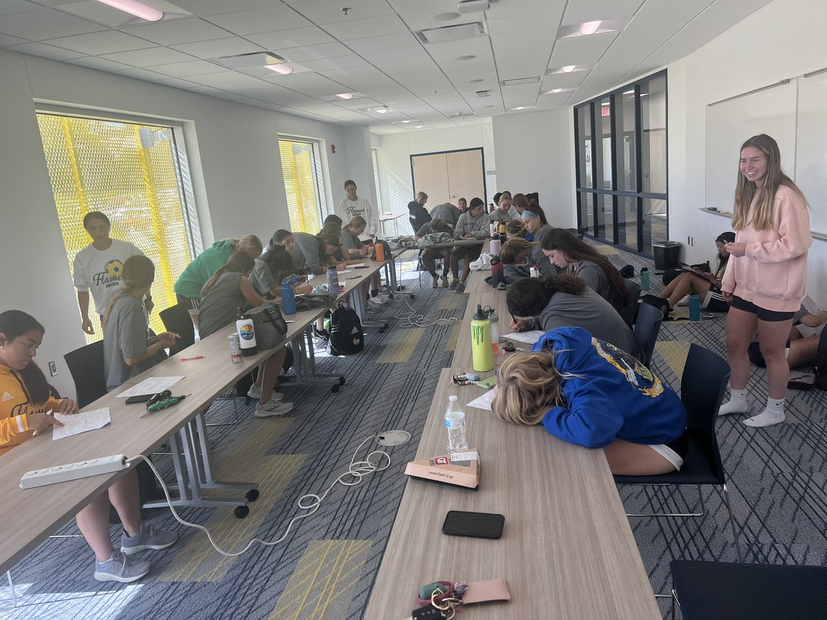 One of my favorite activities of the year. Everyone writes a word or phrase of encouragement. We laminate and hang them in the locker room  💙💛