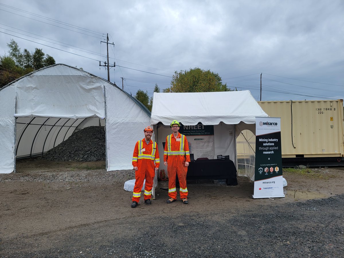 mirarco1's tweet photo. Its Day 1 of the #MiningTransformed conference @NORCAT! Our MIRARCO team is here to tell you all about our Natural Heat Exchange Engineering Technology (NHEET) for mines. Find us at Booth 1 near the entrance! #MiningResearch #Innovation https://t.co/32Nb8UOkR2