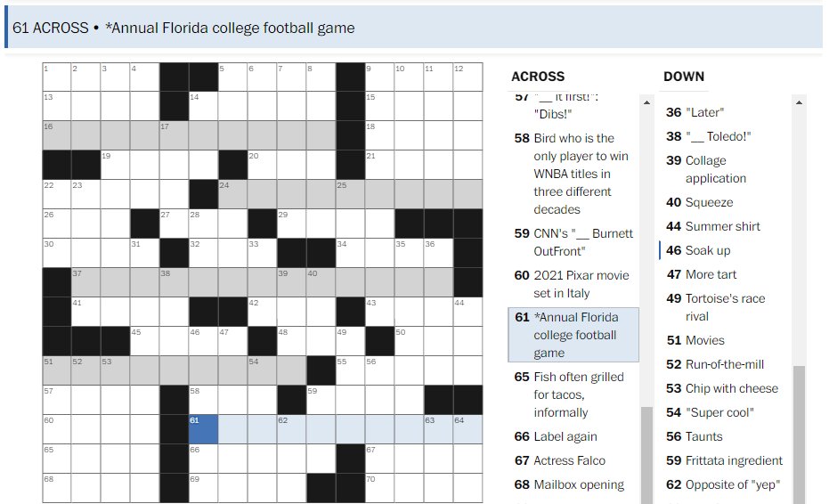 OrangeBowl's tweet photo. Hey @latimes @washingtonpost @sunsentinel readers... we might be able to help out with today's crossword 👀 https://t.co/kb5WIlpsjM