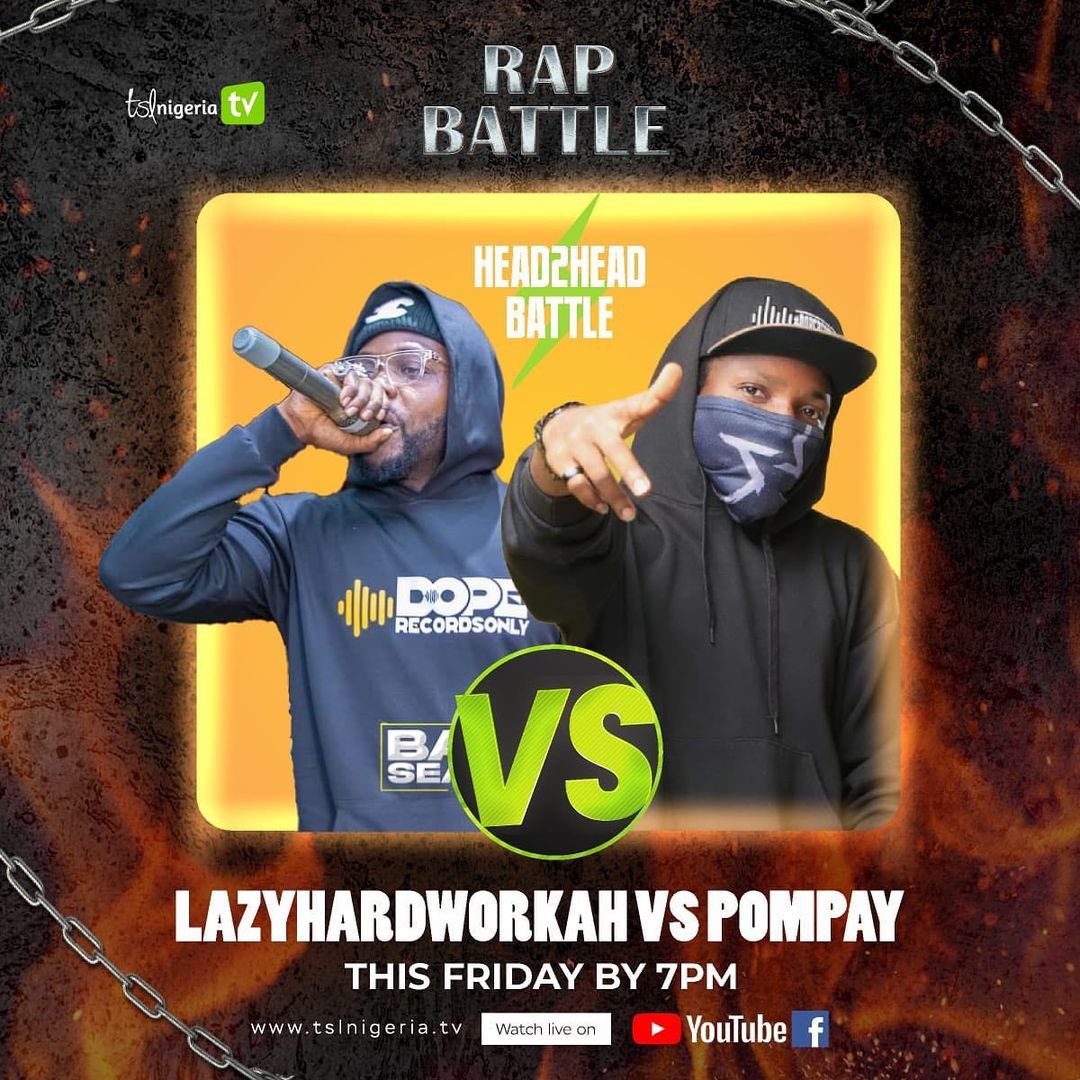 MagnificentRec_'s tweet photo. Head 2 Head Battle, no blows just words, the Mic 🎤 is the only weapon allowed, 2 go in only 1 comes out Alive… it’s killah season… 
@tslnigeriatv #RapBattle 
@Lazyhardworkah vs @pompayrhymes 

#benincity #Pompay #MagnificentRecords #DopeRecordsOnly #HipHop https://t.co/jJG4Pjpunl