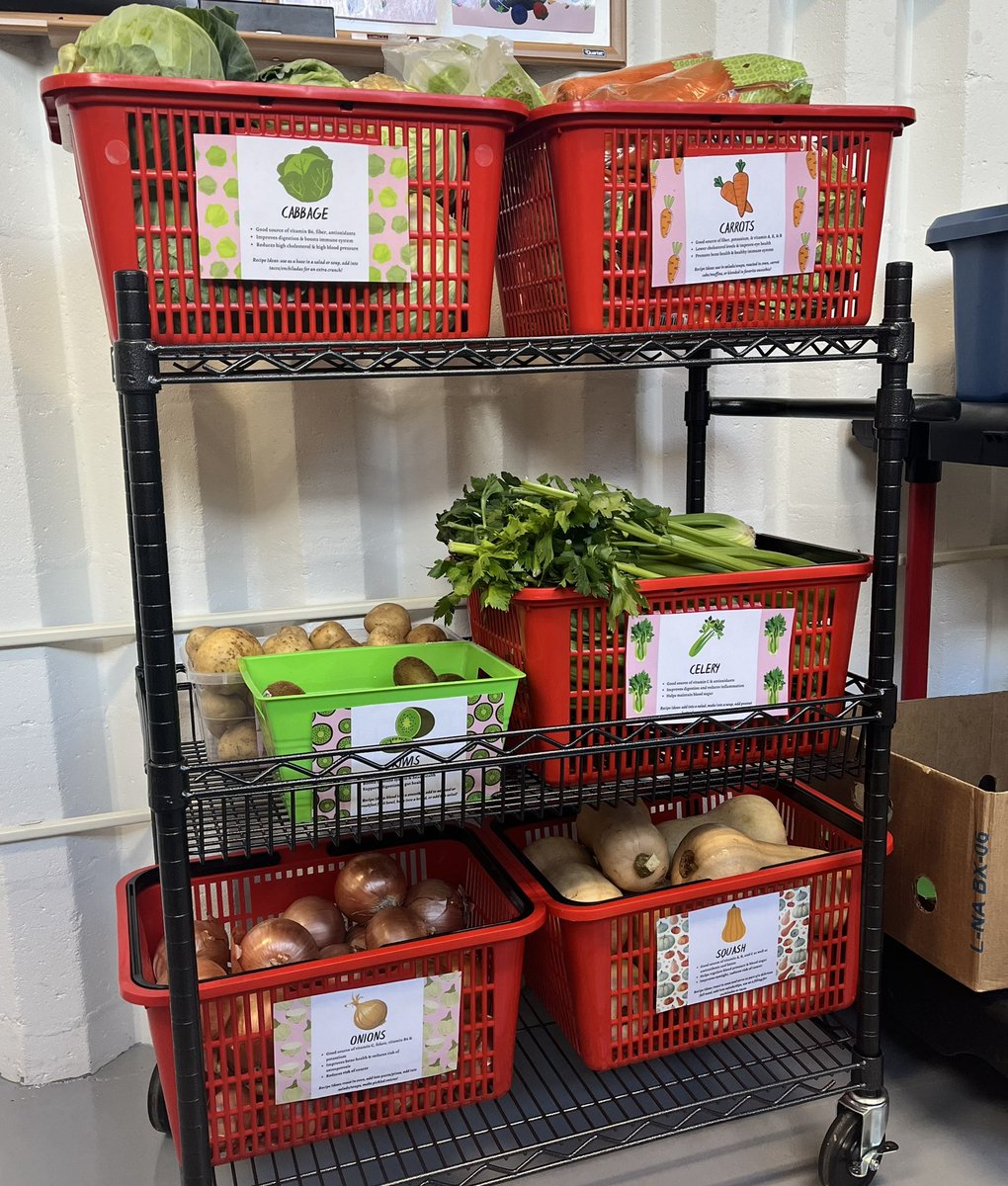 Check out our produce cart! We received a huge donation from @foodforfreeorg this morning. Come grab some delicious &amp; fresh veggies!