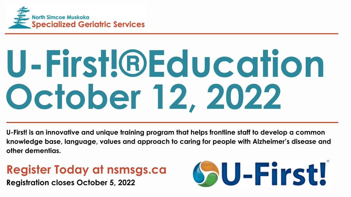 Join us for this great virtual education event on
Wednesday, 12 October from 9 - 4pm

Registration Closes October 5.

Register here: eventbrite.ca/e/u-first-for-…

#nsmsgs