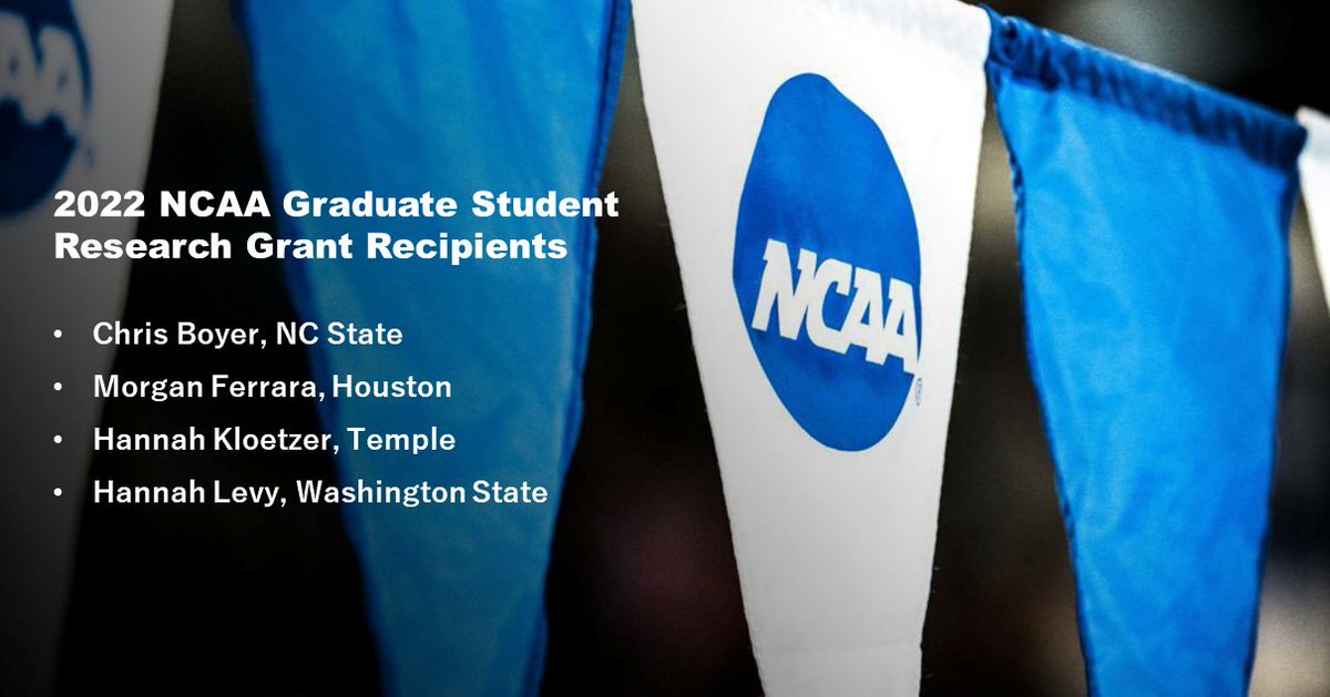 NCAAResearch's tweet photo. The NCAA Research Committee has announced the awarding of four research grants to graduate students. Congratulations to this year's recipients! See the full story https://t.co/EQNJPkRqPU https://t.co/0KF9rdaHuA