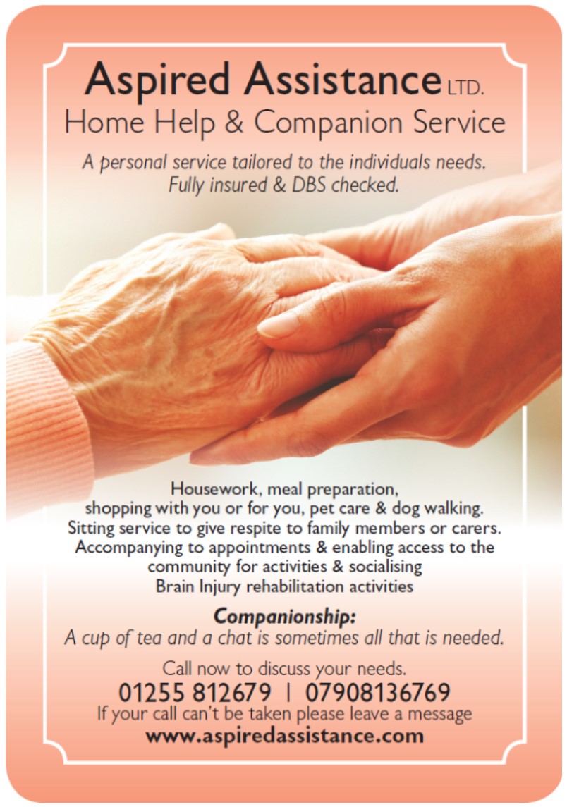 TendringMag's tweet photo. ASPIRED ASSISTANCE
Home Help &amp; Companion Service
Tailored to the individuals needs
Fully insured &amp; DBS checked
Brain Injury rehabilitation activities
#Frinton #HollandOnSea #Weeley #Harwich #GtHolland #Manningtree #LittleClacton #GtOakley
#ThorpeLeSoken #KirbyLeSoken #Tendring🌞 https://t.co/YP3xOANTtK