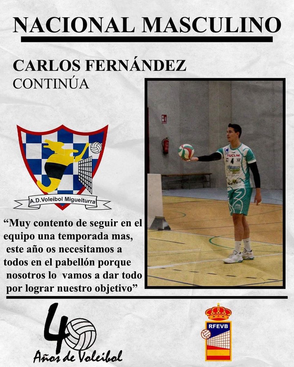 ADVMiguelturra's tweet photo. El central churriego continuará un año más 💙💛

#40añosdevoleibol

@federacionvoleibol
 #primeranacional

@dmiguelturra
#voleibol #volleyball #voleybol #voley #ball #fvcm #rfevb #castillalamancha #ciudadreal #calatrava @deporteclm
#miguelturra #orgullochurriego #aniversario https://t.co/KVycO2jY0c