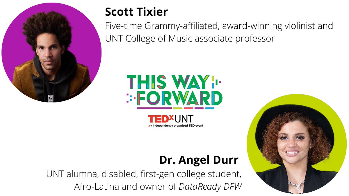 It’s almost time for TEDxUNT! Join us at 1 p.m. on Sept. 30 for our live-streamed event. We're excited to host speakers @ScottTixier and @DrAngelDurr. More: tedxunt.org/2022-lineup