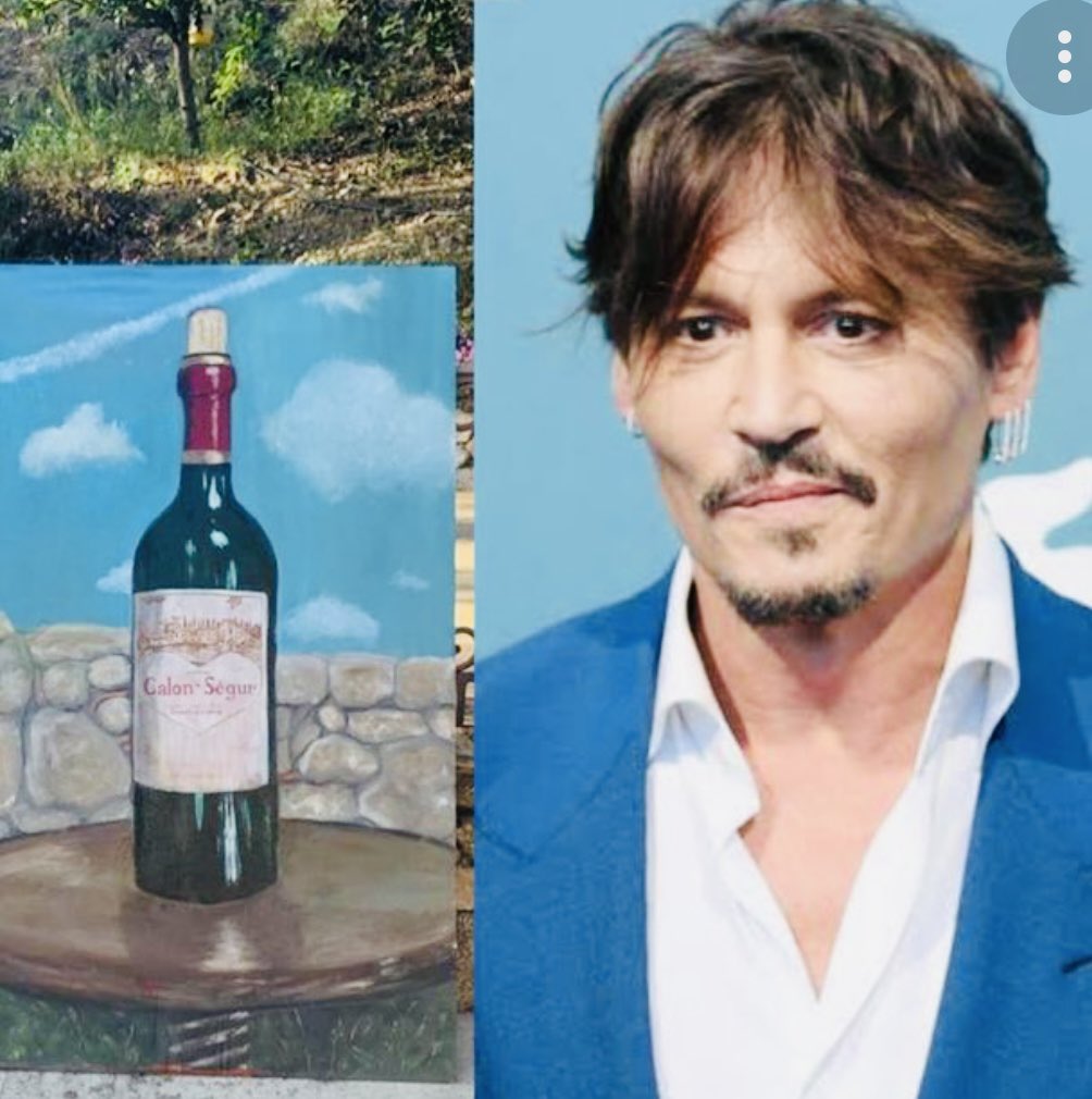 jlstanley2000's tweet photo. @Joyce89965670 Rumor has it he was caught kissing a bottle of red wine and he enjoyed it so much, he painted its portrait. Where was you for that one TMZ? Not turd enough for you? Me, Iโve just about wore out 2 #JohnnyDepp & #Jeffbeck #18album & now I wait for the US concert. #JohnnyDeppWon https://t.co/dddvbK6I0I