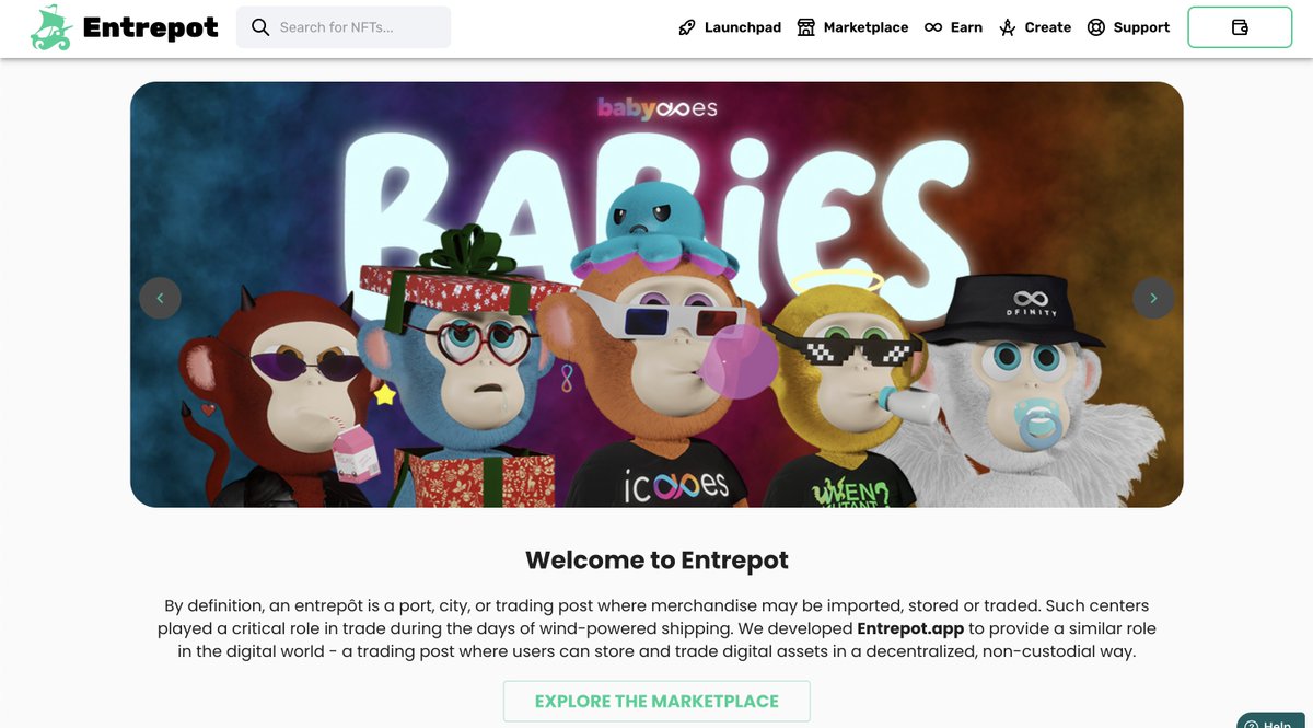 ICApe_Ventures's tweet photo. Baby Apes has found its owners.
It now beautifies @EntrepotApp 's homepage.

We will share our new and exciting developments soon.
#ICP #NFTGiveaways #BabyApes #ICApes #InternetComputer https://t.co/2K3bH0OgwH