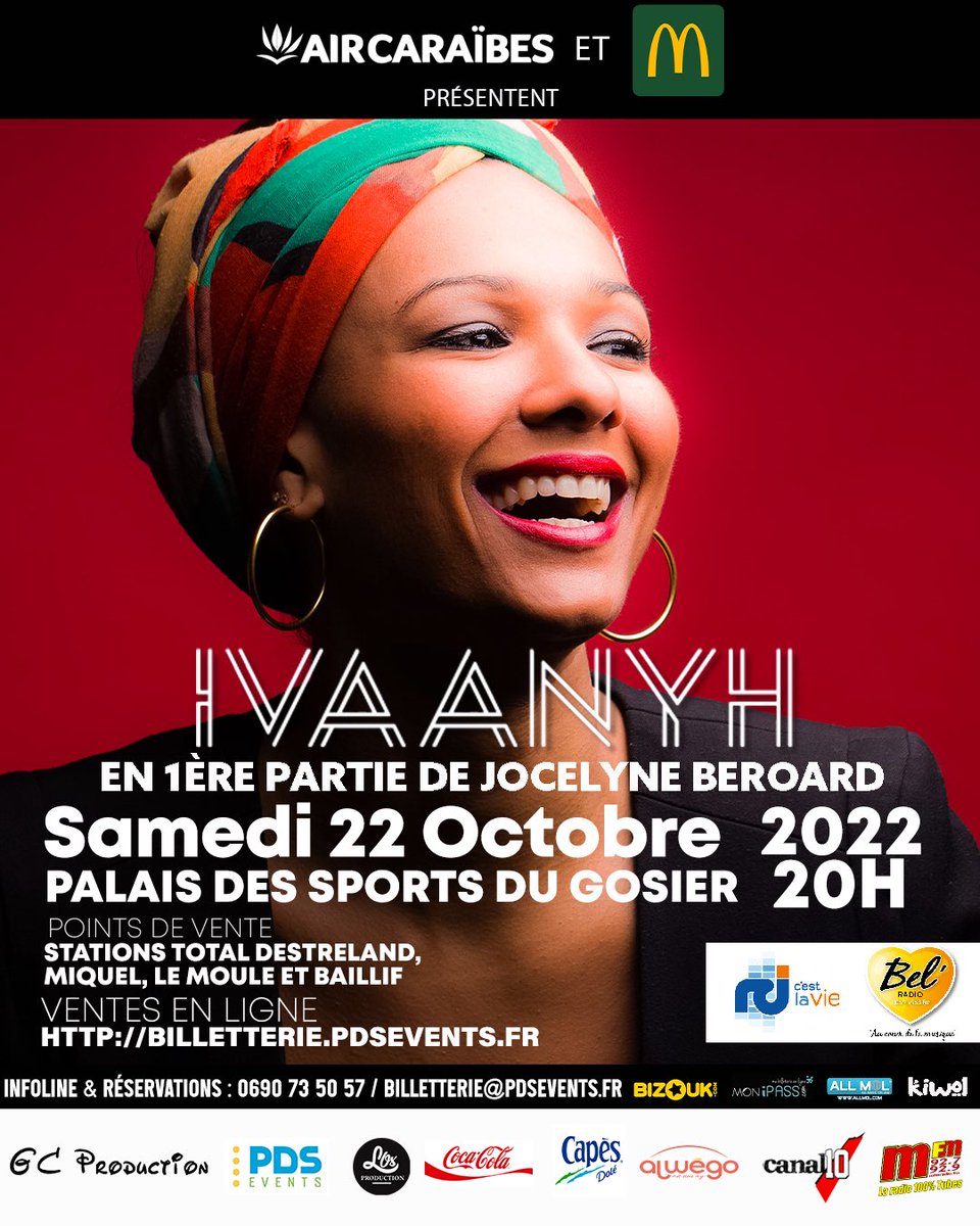 ivaanyh's tweet photo. Fière, honorée et heureuse de vous annoncer que je serai en PREMIÈRE PARTIE DE JOCELYNE BEROARD, le 22 OCTOBRE prochain, en Guadeloupe 🤩🥳
Bien sûr, merci aux organisateurs pour leur confiance ! On va mettre ça haut 🔥
Que du love 💖💋🙋🏽‍♀️
A très viiiite !

 #jocelyneberoard https://t.co/URgOztE5cH