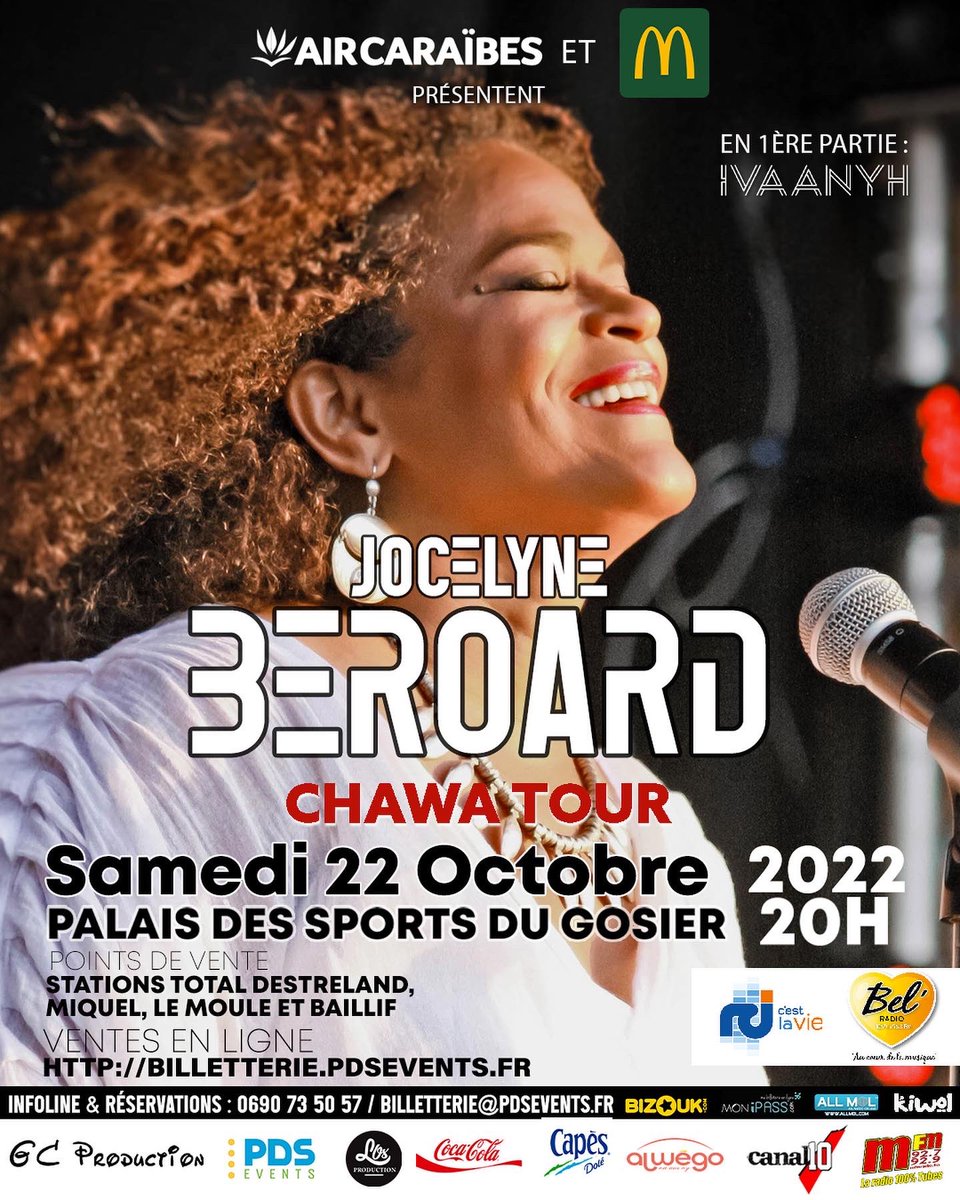 ivaanyh's tweet photo. Fière, honorée et heureuse de vous annoncer que je serai en PREMIÈRE PARTIE DE JOCELYNE BEROARD, le 22 OCTOBRE prochain, en Guadeloupe 🤩🥳
Bien sûr, merci aux organisateurs pour leur confiance ! On va mettre ça haut 🔥
Que du love 💖💋🙋🏽‍♀️
A très viiiite !

 #jocelyneberoard https://t.co/URgOztE5cH