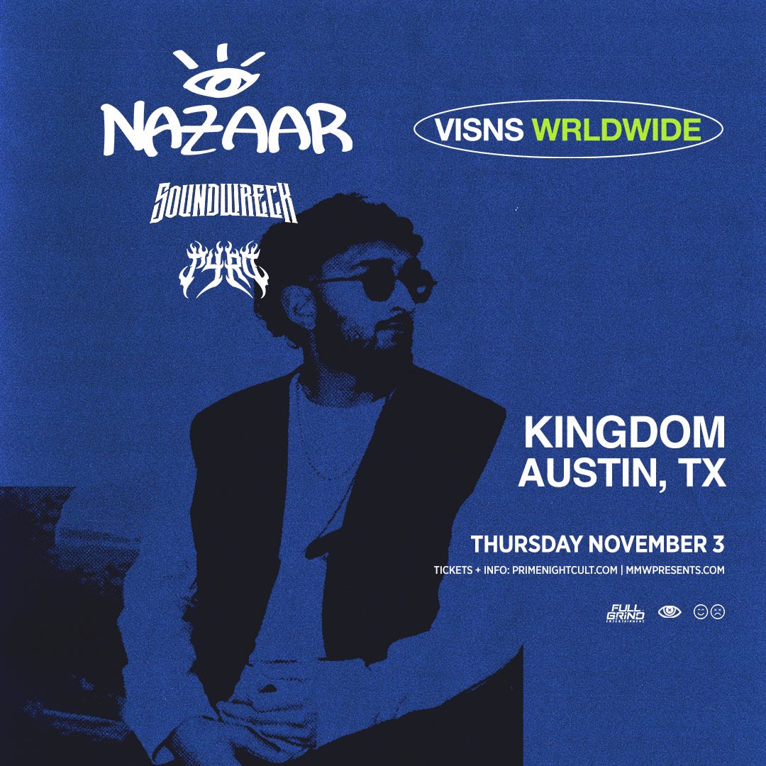FullGrindTexas's tweet photo. ANNOUNCING: #Nazaar #Soundwreck & #Pyro in Austin & Dallas, TX this Fall!
11/03 โ ATX @ Kingdom Nightclub
11/18 โ DTX @ The Green Elephant
Tickets & Info: https://t.co/WbesG23ScX
#TexasTour #Austin #Dallas #Houston https://t.co/OiLhgB55mk