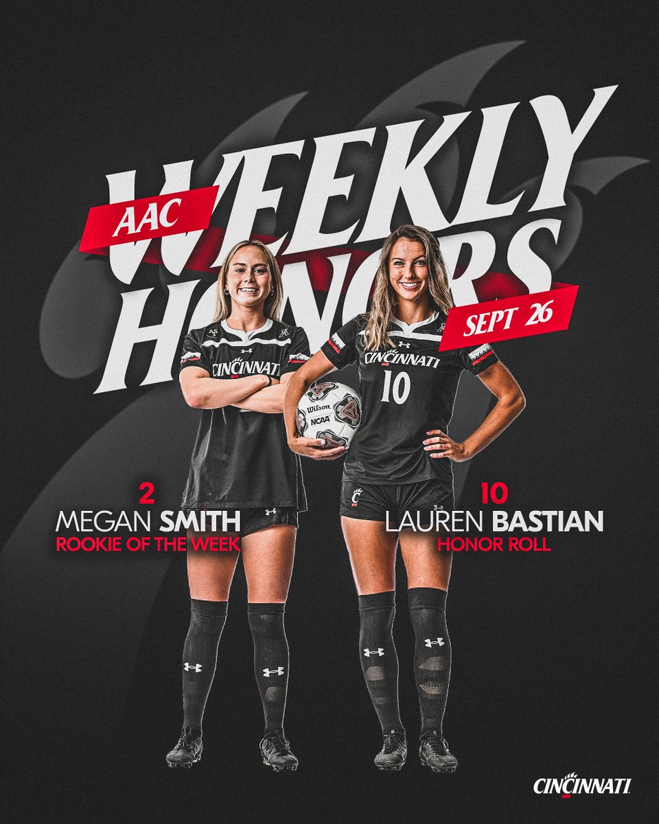 Congrats to Megan Smith and Lauren Bastian for earning AAC Weekly Honors!

#Bearcats | #WePlayFor3
