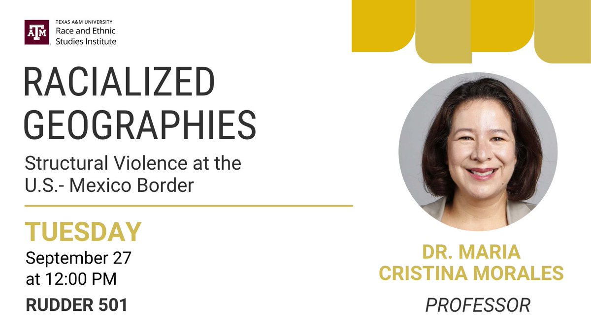 TAMUINTS's tweet photo. Join us as Dr. Morales unpacks the U.S.-Mexico border as a racialized geography where violence towards Brown individuals surfaced through inscribe messages on their bodies. Register here: https://t.co/tTzsjUVyT0 https://t.co/Co91XCopye
