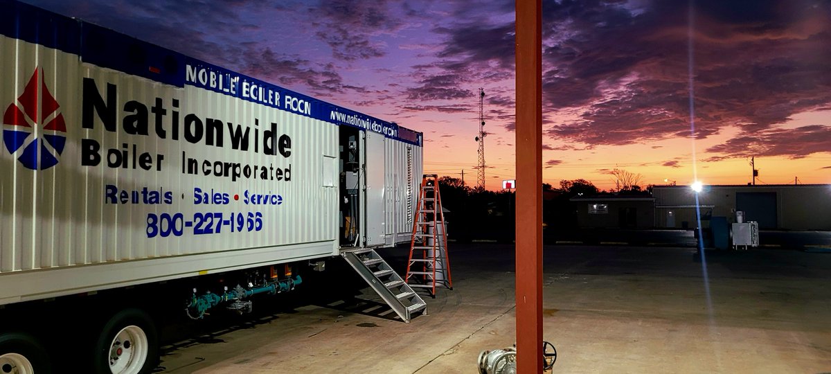 SteamNow's tweet photo. In awe of this beautiful sunrise at our shop in Texas! A nice way to kick off the week as we continue the turnaround of one of our 1,000 HP mobile boiler rooms.
#rentalboilers #boilerrentals #texasboilers #temporaryboiler #mobileboiler #temporarysteam #mobileboilerroom https://t.co/PtXMFMdc5x