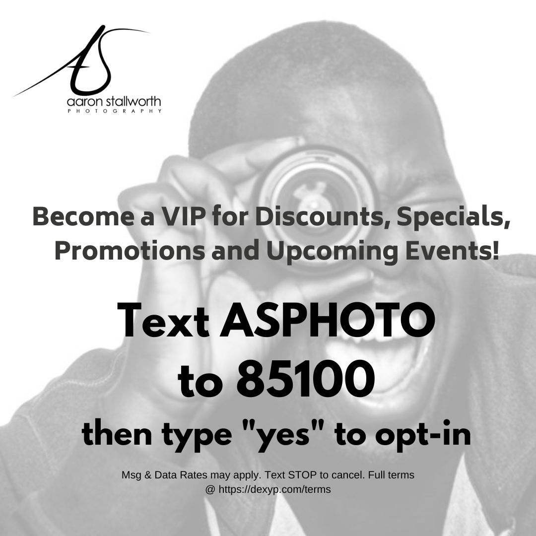 aarondaphotog's tweet photo. Want a way to keep up with specials, events and holiday deals! Text ASPHOTO to 85100 to stay in the loop! Be sure to reply YES. Thanks so much!! https://t.co/fl7wCQlQB7