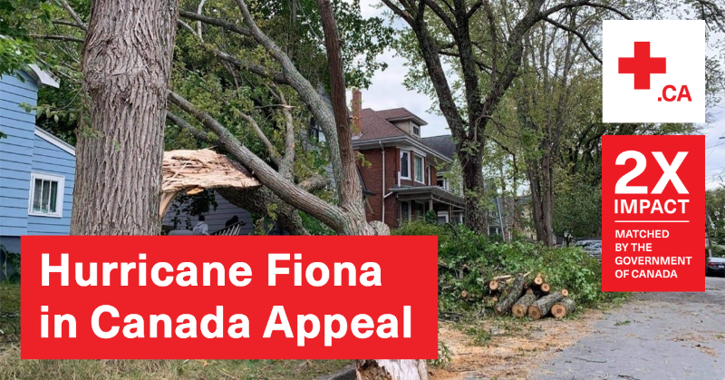 redcrosscanada's tweet photo. Please give today to help people impacted by Hurricane Fiona in Canada. The Government of Canada will match donations made to the Hurricane Fiona in Canada Appeal by Canadians and corporations up to October 23, 2022.