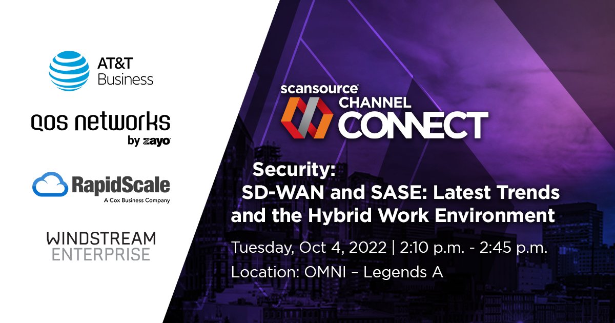 Rapid_Scale's tweet photo. Heading to @ScanSource Channel Connect? Come by the #SDWAN and #SASE panel with @duanebarnes! The business forces at play today are paving the way to crucial SASE conversations with your customers - don't miss these insights. https://t.co/9mvx75gItn @IntelisysCorp https://t.co/xeexQz3JLu