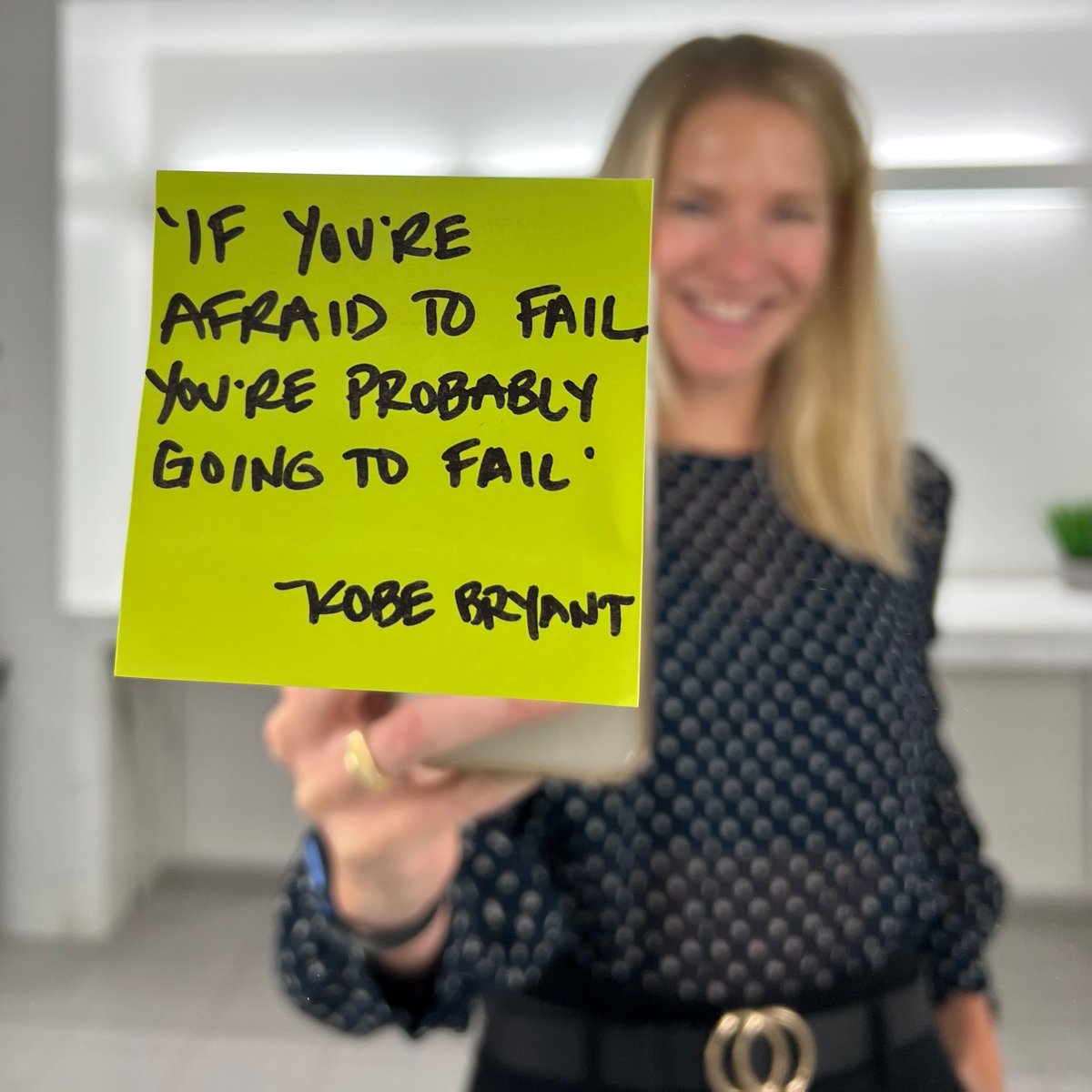 Don't live in fear. Go for it. Learn from the failures that arise and embrace your discomfort as an opportunity to build your confidence so that you focus more on the possibility of success rather than being afraid to fail.
#PostItForPositivity