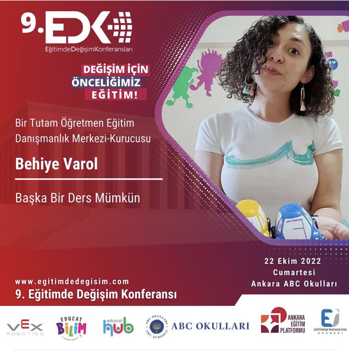 egitimdedegisim's tweet photo. Bir Tutam Öğretmen Eğitim Danışmanlık Merkezi kurucusu Behiye Varol “Başka Bir Ders Mümkün” konulu çalışması ile 9.EDK Ankara’da bizlerle 
Katılımcı kaydı için
📌 https://t.co/ybOHWtzZz5 
#egitim #öğretmen #konferans #meeting #atölye #sunum  #edk22 https://t.co/uFS4ZCEwoQ