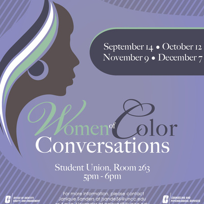 Students, join Women of Color Conversations hosted by @CLT_CAPS. The next meeting is scheduled for October 12 at 5:00 pm - 6:00 pm on Zoom. Access: bit.ly/3LI3nIh #WomensHealth #MulticulturalHealth