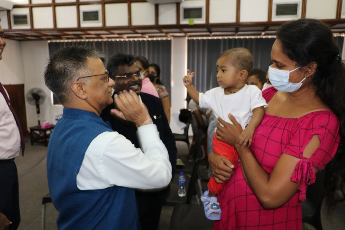 IndiainSL's tweet photo. #India’s healing touch!! High Commissioner wished the children with congenital heart disease well before flying to @AmritaHospitals, Cochin for their operation, supported by @Rotary Colombo and generous donors from #India.  Come back with smiles from #India. https://t.co/cd8CdJuapr