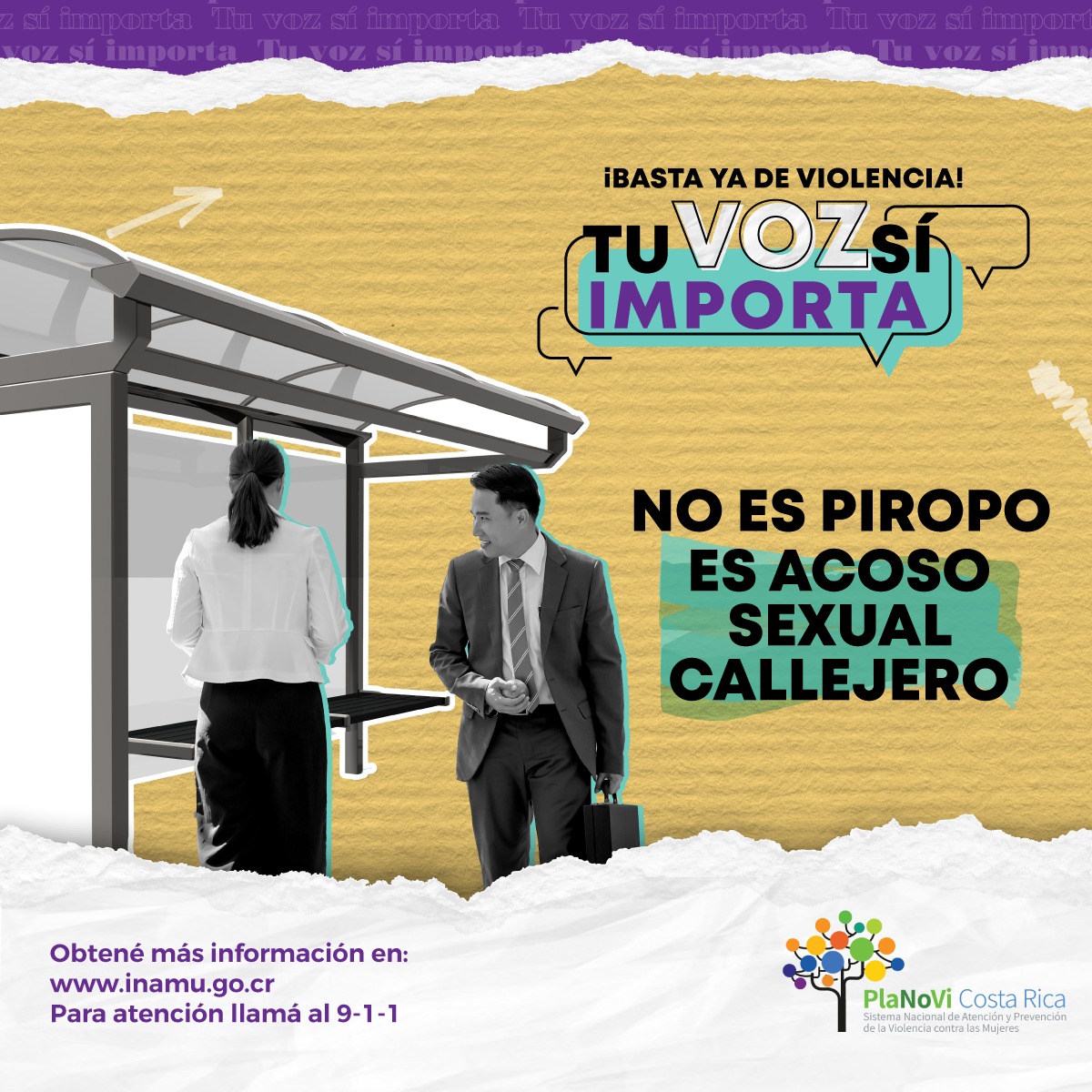 sinabi_cr's tweet photo. #NoEstásSola #TuVozSíImporta #SINABI
"Construyamos espacios públicos libres de acoso. Movilizarte segura es tu derecho."
📢Campaña del #INAMUCR como parte del Plan Nacional para la Atención y Prevención de la Violencia contra las Mujeres de todas las edades (PLANOVI 2017-2032). https://t.co/xl1fFIAbln
