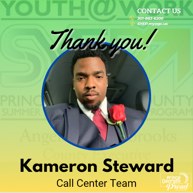 PGCSYEP's tweet photo. #PGCSYEP - Meet Youth at Work Talent Pipeline Participant Kameron Steward!  Prince George's County young adults are making a mark on the County!  We are #PrinceGeorgesProud #SYEPintern #ThankYou https://t.co/2KdPnvs5ak