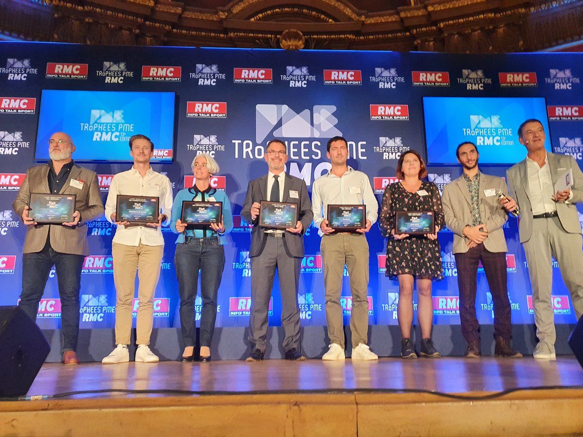 Bravo à GAIIA, <a href="/Escadrone/">Escadrone</a> , <a href="/TranquilleEmile/">Tranquille Emile</a> , STEP ONE, L'entrepôt, <a href="/Miraxess/">Miraxess</a> et <a href="/theskimojo/">skimojo</a> (prix PME de l'année), entreprises lauréates des <a href="/TropheesPmeRMC/">Trophées PME RMC</a> pour la région sud-est #TropheesPMERMC remis ce soir à la #CCI à #Lyon !