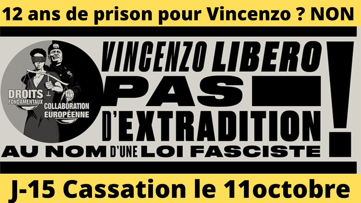 soutienvincenzo's tweet photo. Tweetez, retweetez, faites savoir, soutenez. Plus que jamais #VincenzoVecchi ne doit pas être extradé en #Italie #MAE #CJUE #Droitsfondamentaux #GENES2001
https://t.co/iL7nRDF1UM https://t.co/KGy76wW2xo