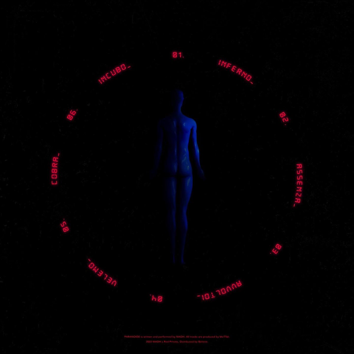 #PARANOIDE, la Tracklist.
01. INFERNO (Resistenza)
02. ASSENZA (Adattamento)
03. AVVOLTOI (Dipendenza)
04. VELENO (Tentazione)
05. COBRA (Equilibrio)
06. INCUBO (Insonnia)
Voi che traccia siete? 🥲💙