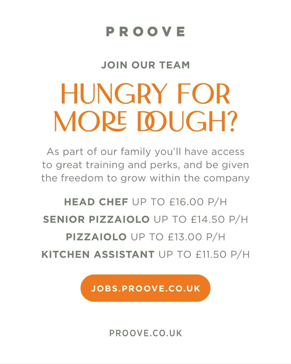 Proove (@proovepizza) on Twitter photo Hungry for More? πΈβ£
We are a creative community that strives to do our best, give the best, and be the best. Want to be part of the mix? β¨β£
β£
Email andy@proove.co.uk to apply Hungry for More? πΈβ£
We are a creative community that strives to do our best, give the best, and be the best. Want to be part of the mix? β¨β£
β£
Email andy@proove.co.uk to apply