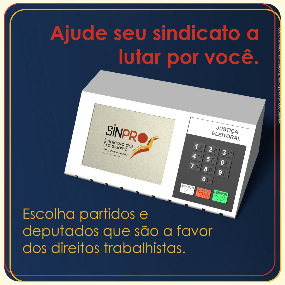 Sinprocampinas's tweet photo. É fundamental elegermos uma bancada de deputados e senadores comprometidos com a democracia e a educação. Pesquise sobre o histórico de seu candidato. Um Congresso Nacional forte e progressista é a garantia de que seus direitos serão respeitados. #sinprocps https://t.co/l7VL5zksQu