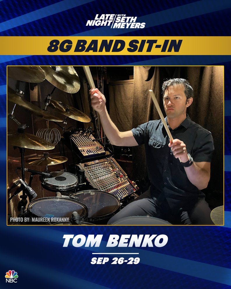 Late Night with Seth Meyers (@latenightseth) on Twitter photo All week, drummer <a href="/thomasbenko/">Thomas Benko</a> sits in with the 8G Band! Tom joining us to bring awareness to the the <a href="/hpcfil/">Highland Park Community Foundation</a> July 4th Shooting Response Fund. All week, drummer <a href="/thomasbenko/">Thomas Benko</a> sits in with the 8G Band! Tom joining us to bring awareness to the the <a href="/hpcfil/">Highland Park Community Foundation</a> July 4th Shooting Response Fund.
