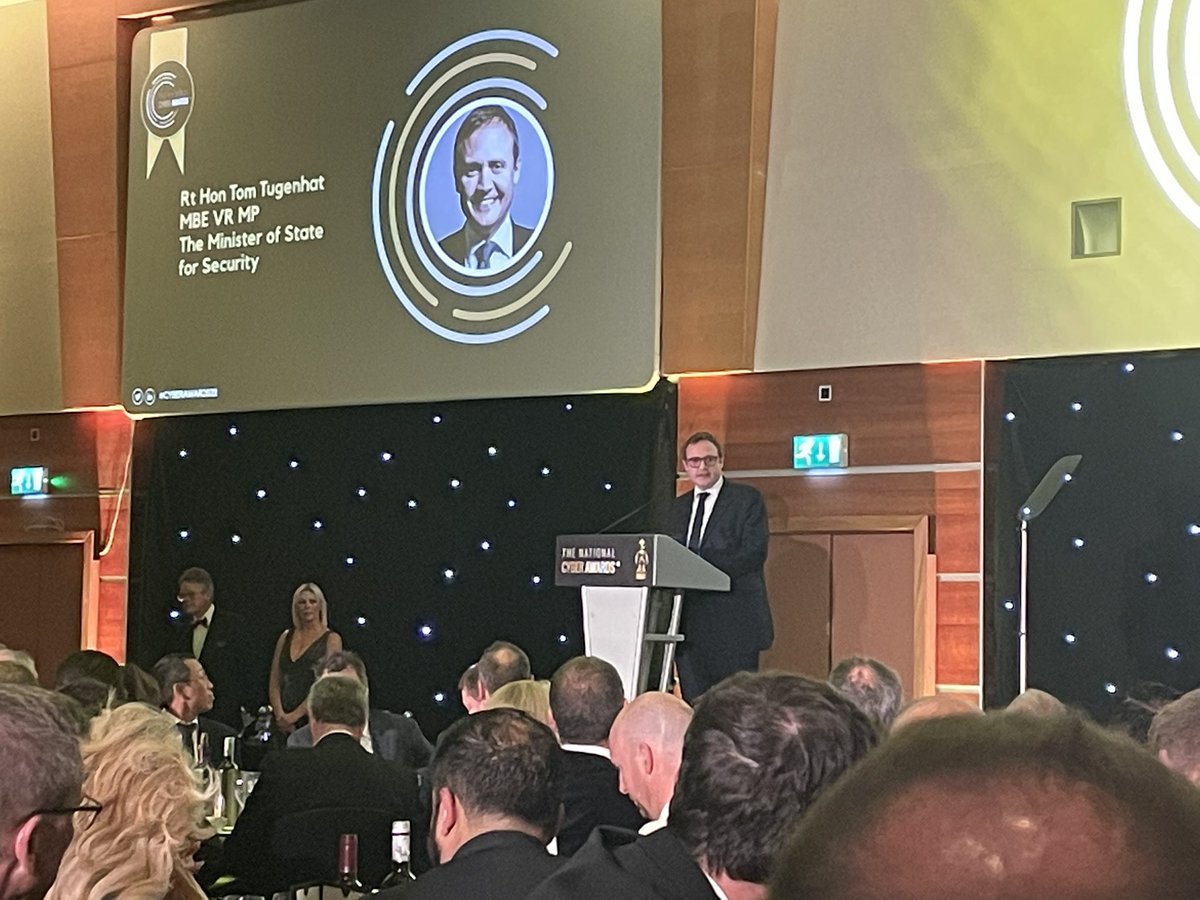 DavidBleakman's tweet photo. Listening to Tom Tugenhat at #cyberawards22 #dishMcr https://t.co/0CRzrbV9wo
