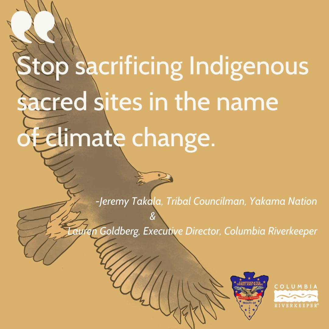 ColumbiaRKeeper's tweet photo. BREAKING: The Seattle Times published a powerful Op Ed by Yakama Nation Tribal Councilman Jeremy Takala and Columbia Riverkeeper Executive Director Lauren Goldberg, “Stop sacrificing Indigenous sacred sites in the name of climate change.” Read more: https://t.co/9Oi9fDnykr https://t.co/VbUgLiOlYp