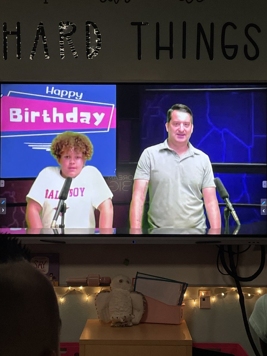 Gage rocked it on announcements while the 5th graders are at camp!