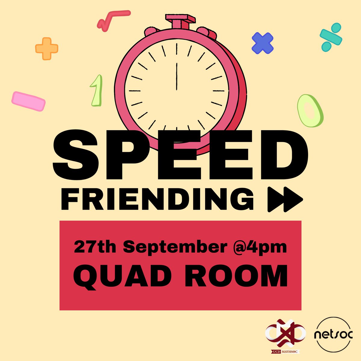 UCDNetsoc's tweet image. Tomorrow we are hosting a 👯Speed Friending👯 event with our friends at MathSoc 
Come down and make a few new friends for the year 
All students are welcome (not just first years 🤗)

Check our story highlight on Insta for directions to the Quad Room

We hope to see you there 🤞