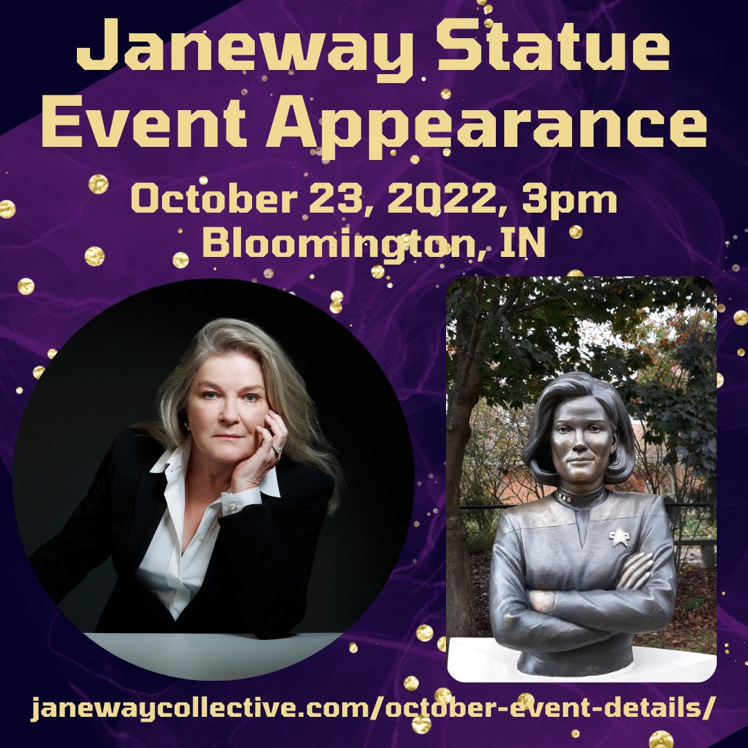 TheKateMulgrew's tweet image. I am appearing at the Janeway Statue in Bloomington, IN on 10/23 - tickets available now! Proceeds go to Alzheimer's research; thank you to the @janewaycollect1 for organizing and hosting. I look forward to finally visiting this work of art in person! 
janewaycollective.com/october-event-…