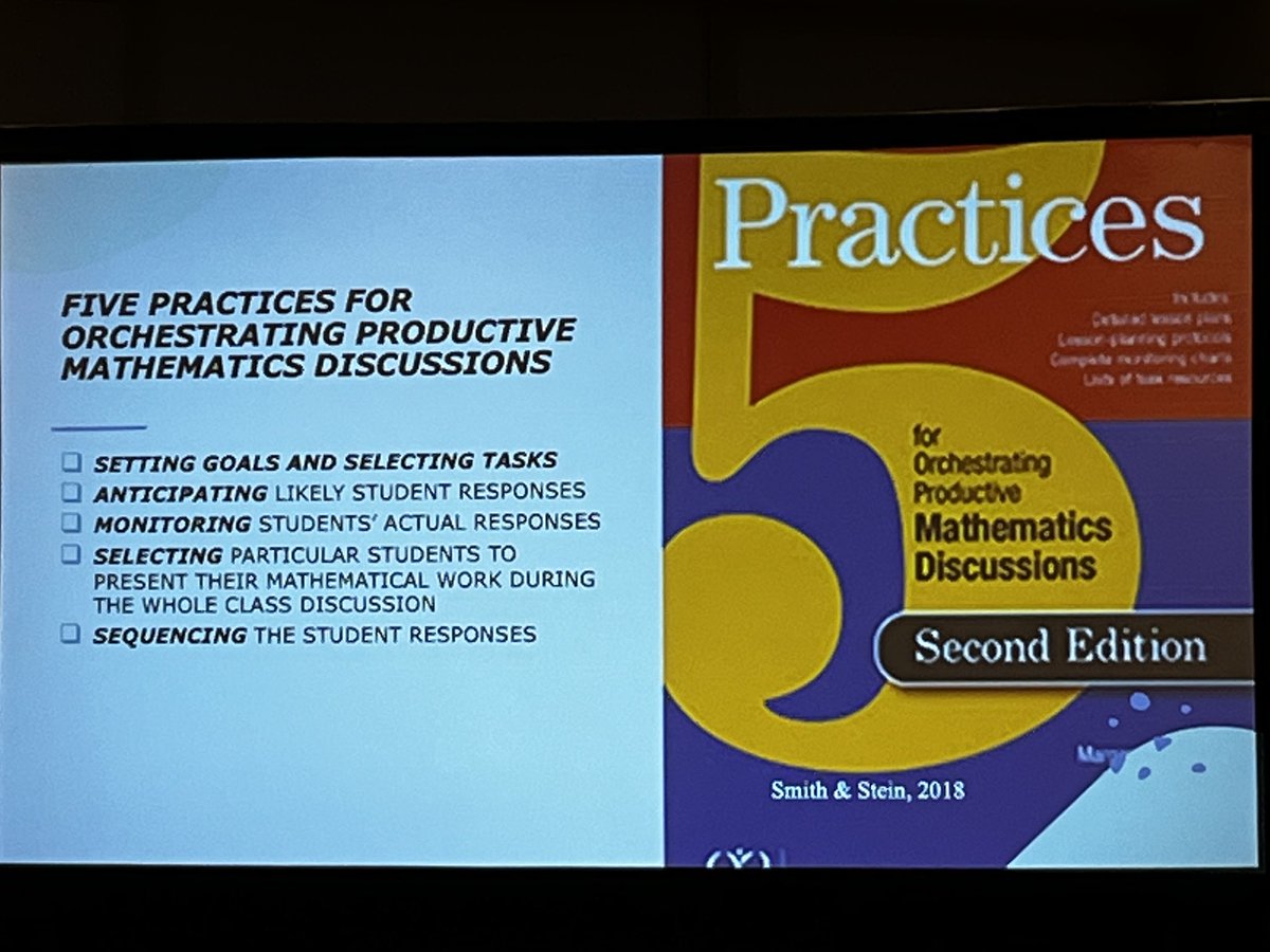 AllLearnersMath's tweet photo. @LatrendaK “Lives and dies by the 5 practices”. YES!
#NCSM22 #GiveThemSomethingToTalkAbout @MathEdLeaders #FivePractices https://t.co/bHqO7hMms6