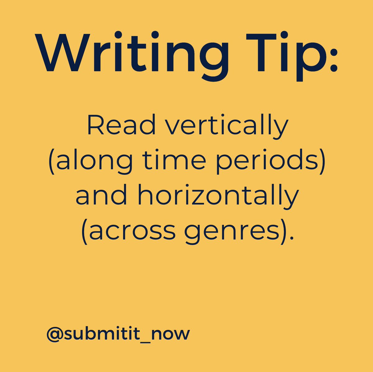 Submitit_Now's tweet image. The best way to deliver nutrients to your writing practice is to read widely. While it's tempting to stick with genres, authors, or time periods you love, eat your literary veggies by reading outside of your comfort zone. Your writing practice will thank you. #writingcommunity