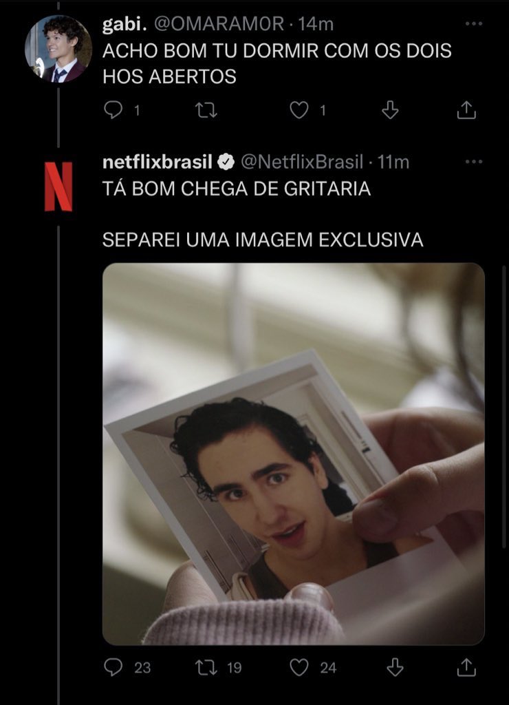 philtctos's tweet photo. enquanto a netflix nórdica tá com medo de dar as caras aqui por causa dos fãs raivosos de young royals, a netflix brasil: https://t.co/d3K1uVEtw8