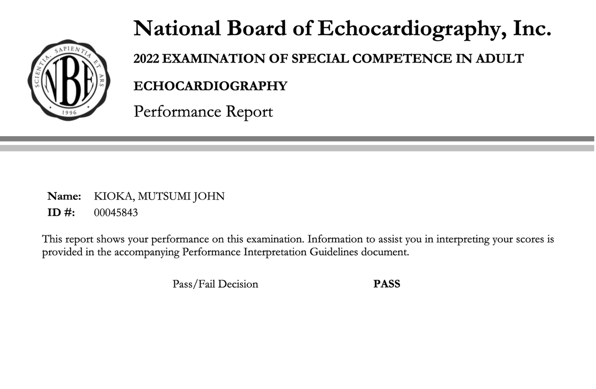 johnkioka's tweet photo. I am not a cardiologist but passed ASEeXAM. 循環器内科の心エコー試験受かった。嬉しい 泣く #ASEeXAM https://t.co/3WtwjKlbpl