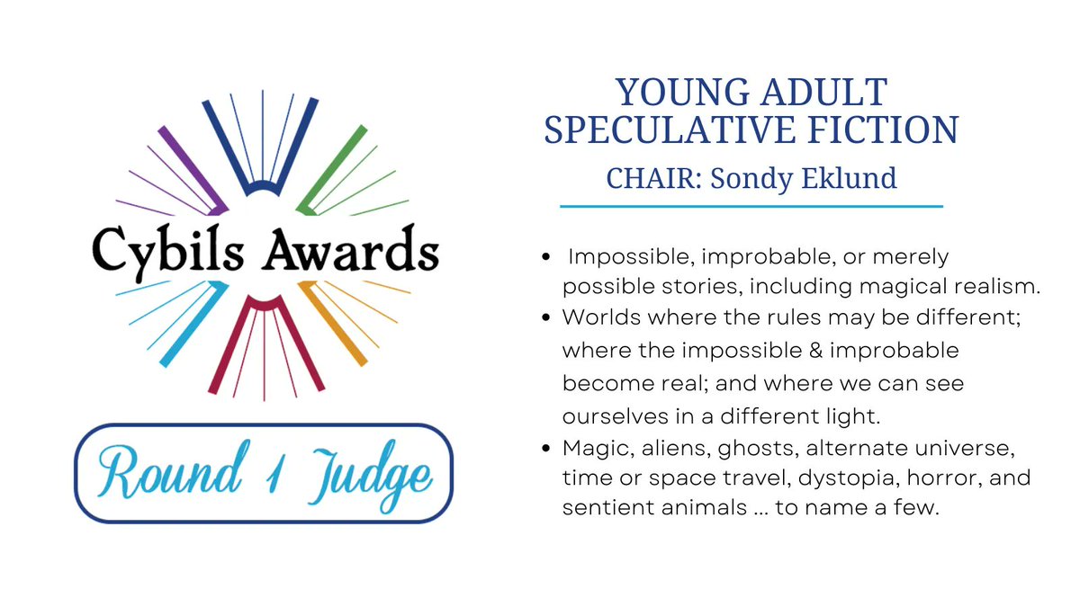 CybilsAwards's tweet photo. Our #CYBILS2022 YA #SpecFic panels are just "out of this world." [sorry we couldn't resist.] R1: Sarah Cook, @TLT16, @silverbuttonbks, @TheLibraryCoven, @melissawiley @jlmiller516, @MelissaWiley, and chair, Sondra Eklund, @Sonderbooks https://t.co/zvtyDhxupC