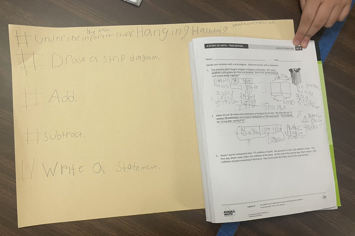 kdavis_21's tweet photo. #Hanginghashtags for solving multi step word problems. @EllevationEd @GrayES_AISD @glodd3 #MathematicallyMotivated ๐ https://t.co/WBofGg1In8