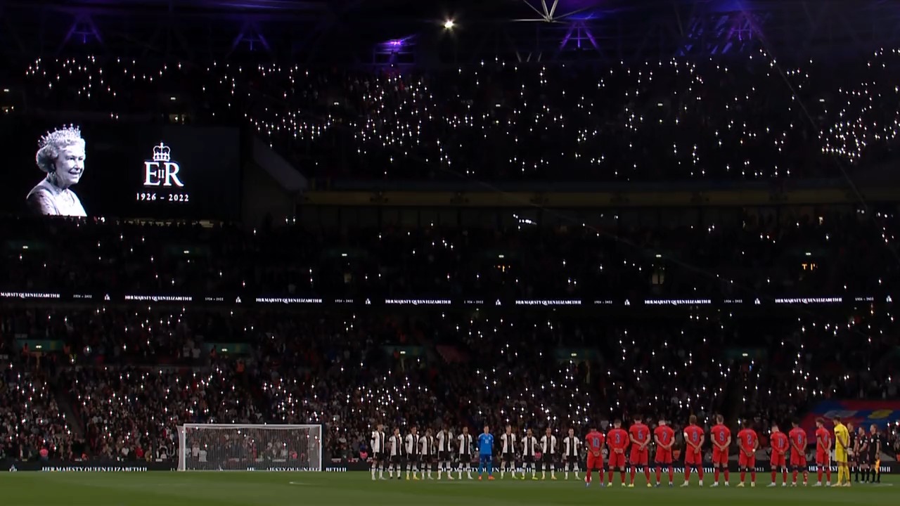 Wembley falls silent to remember Her Majesty Queen Elizabeth II.”